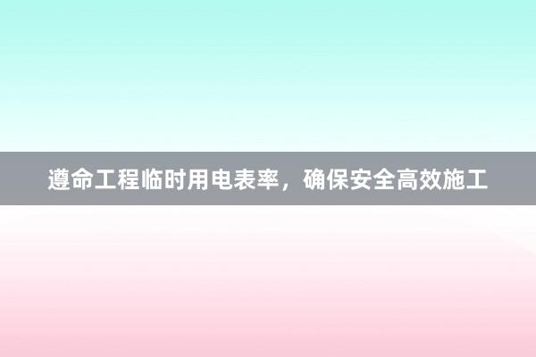 遵命工程临时用电表率，确保安全高效施工